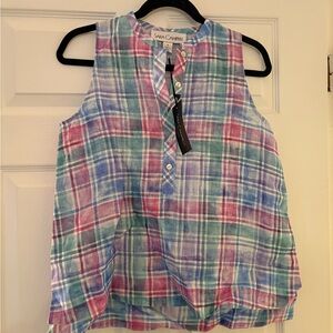Sara Campbell Multicolor Plaid Women's Top